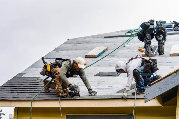 Professional Gutter Installation technician working in Heidenheimer, TX